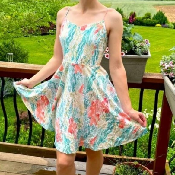 Floral Multicolor Spaghetti Strap Dress - Picture 2 of 10